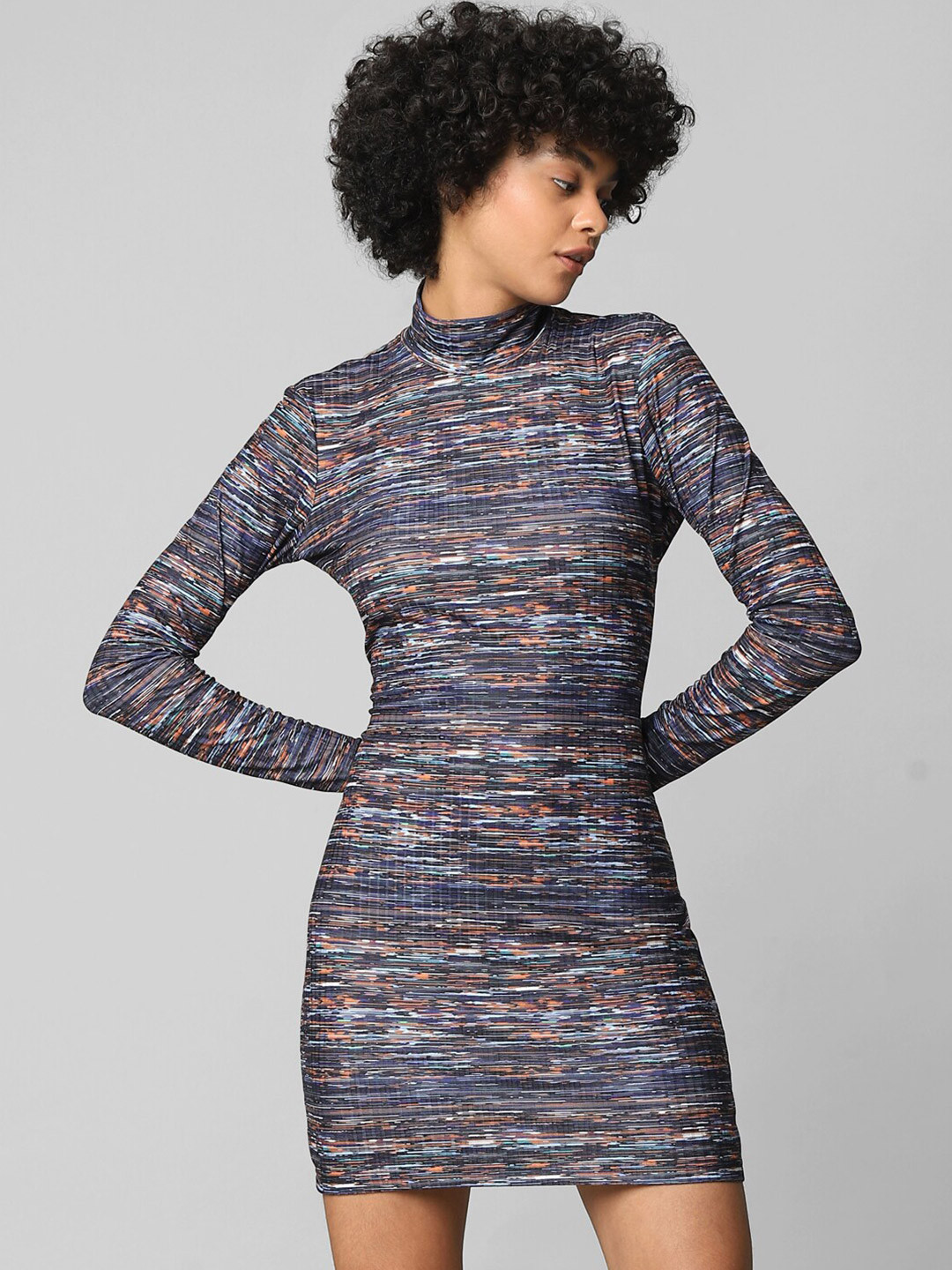 ONLY Blue & Off White Bodycon Mini Dress