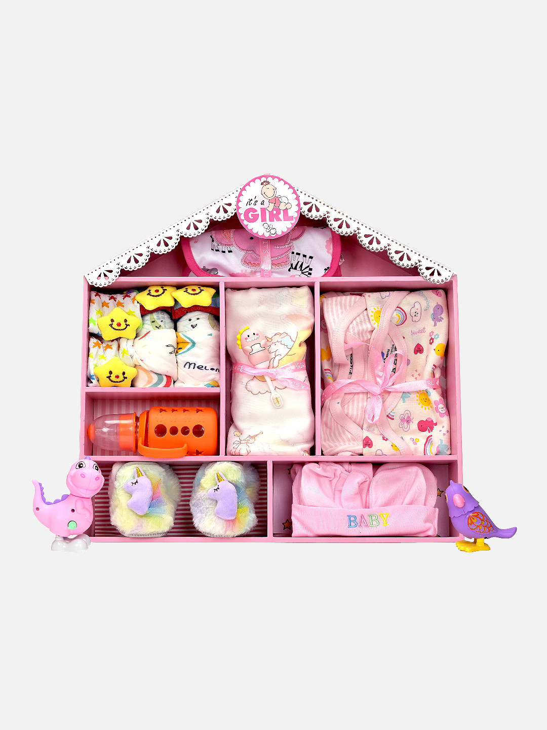 Little Surprise Box LLP Girls 22 Pieces Girls Pink Baby Apparel Gift Set