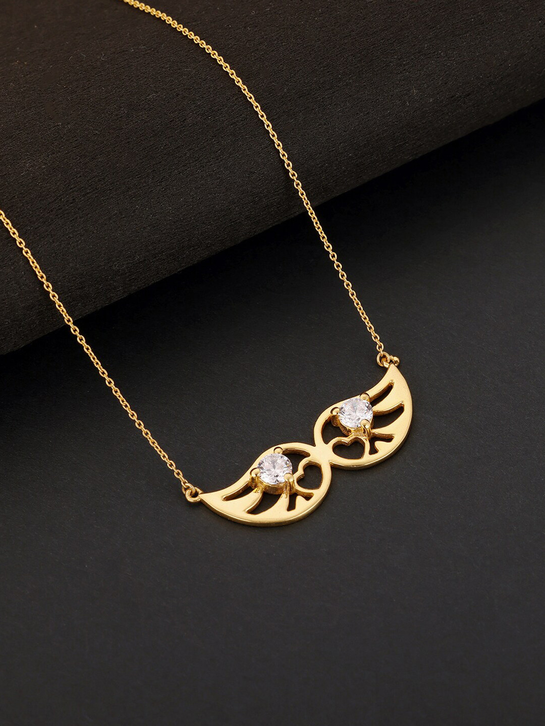 GIVA Gold-Toned & White Sterling Silver Gold-Plated Necklace