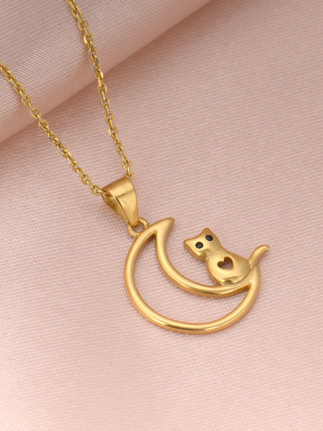 GIVA Gold-Plated  925 Sterling Silver Owl In Crescent Moon Pendant With Link Chain