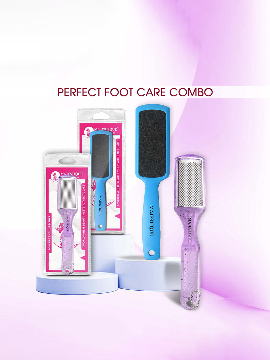 MAJESTIQUE Set Of 2 Stainless Stee Foot File Double-Sided Heel & File Pedicure Callus Remover