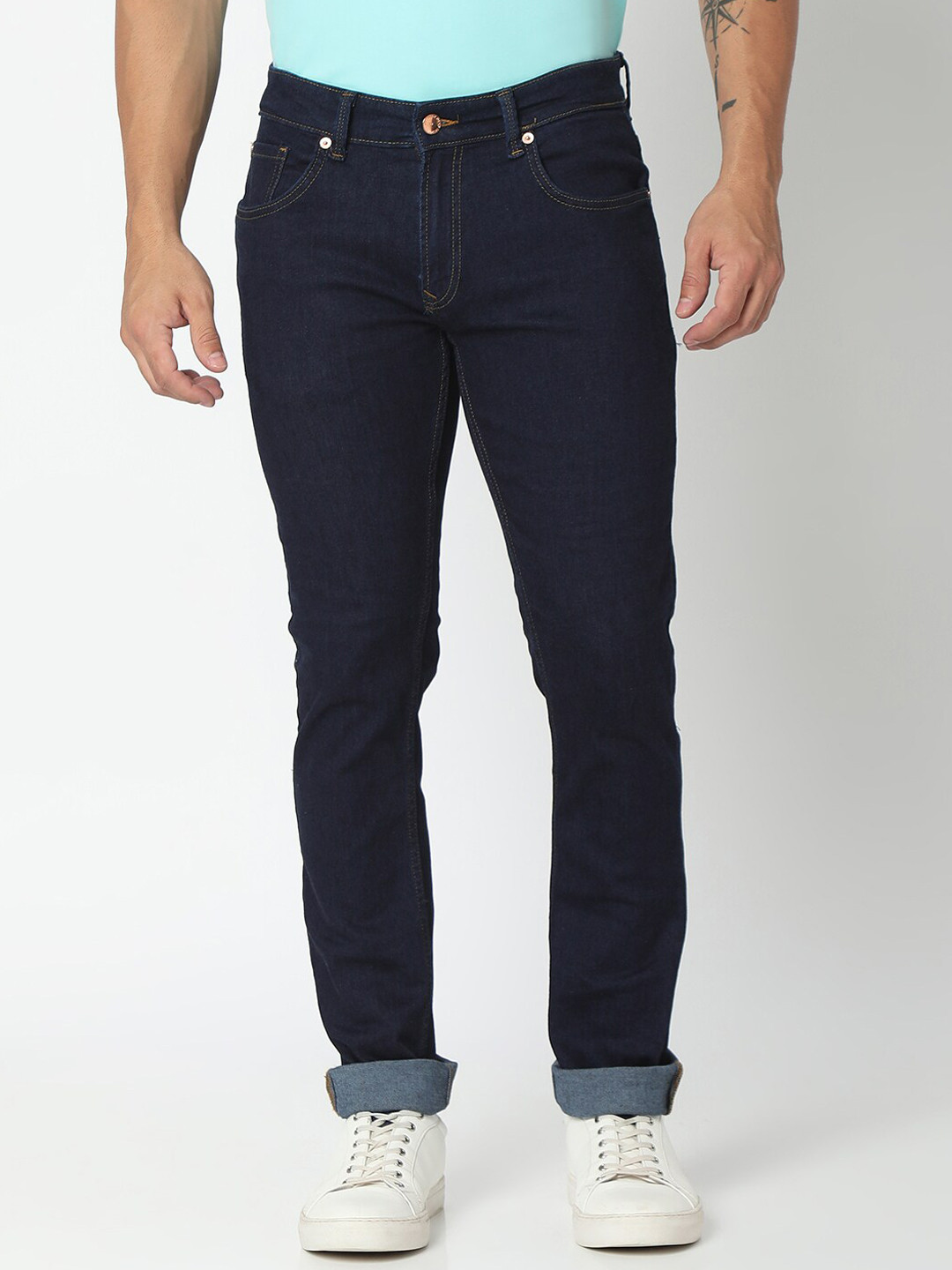 SPYKAR Men Blue Cotton Regular Fit Narrow Length Jeans