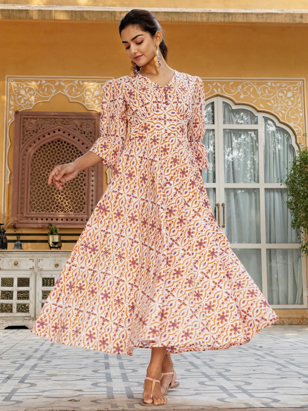 Ambraee Floral Printed Maxi Dress