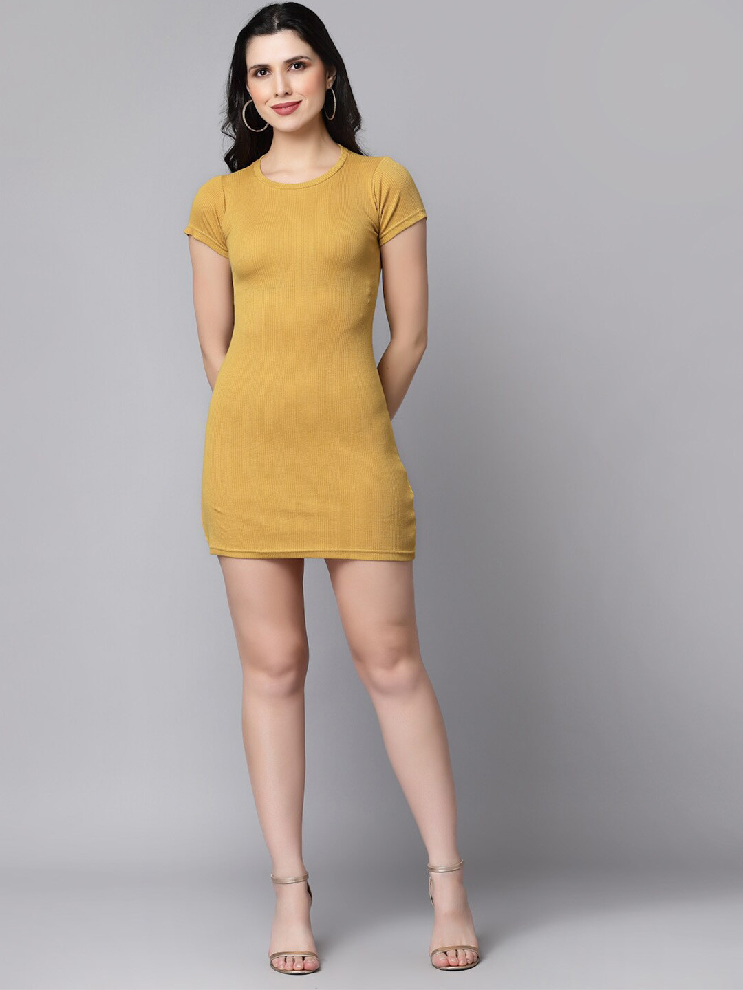 KASSUALLY BASICS Mustard Yellow Bodycon Dress