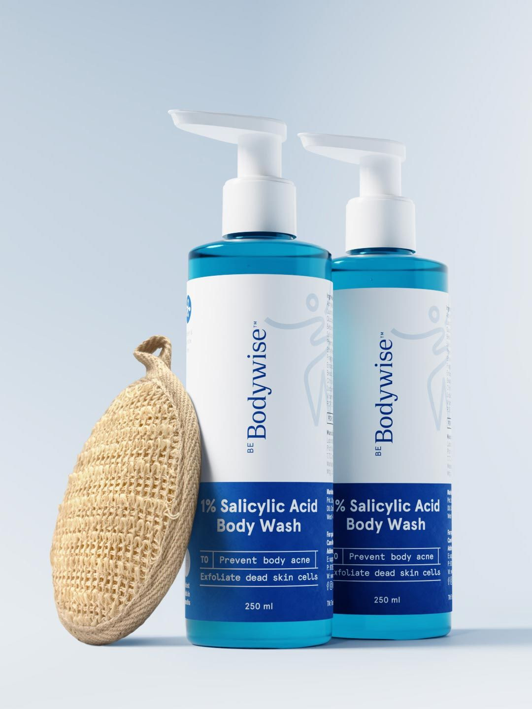 Be Bodywise Set of 2 Salicylic Acid Body Wash 250ml Each With Free Loofah To Prevent Bacne