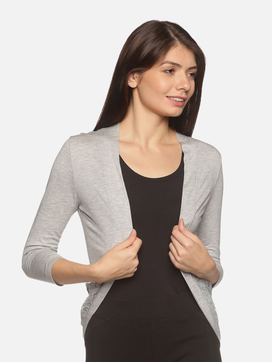 Outflits Women Off White Crop Monochrome Shrug