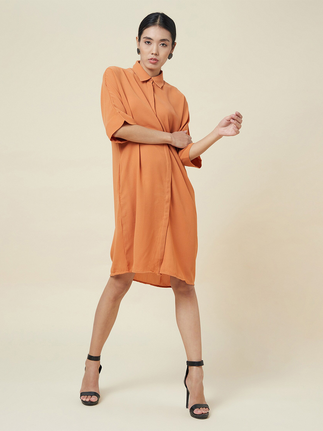enzeo Orange Shirt Dress