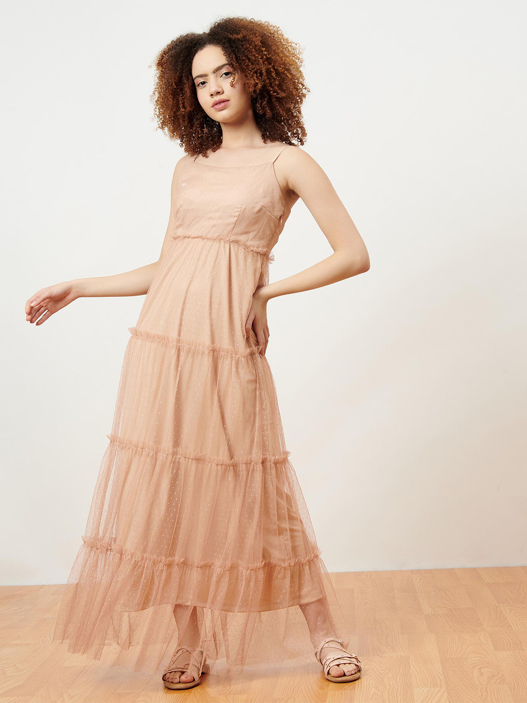 Enzeo Pink Lace Maxi Dress