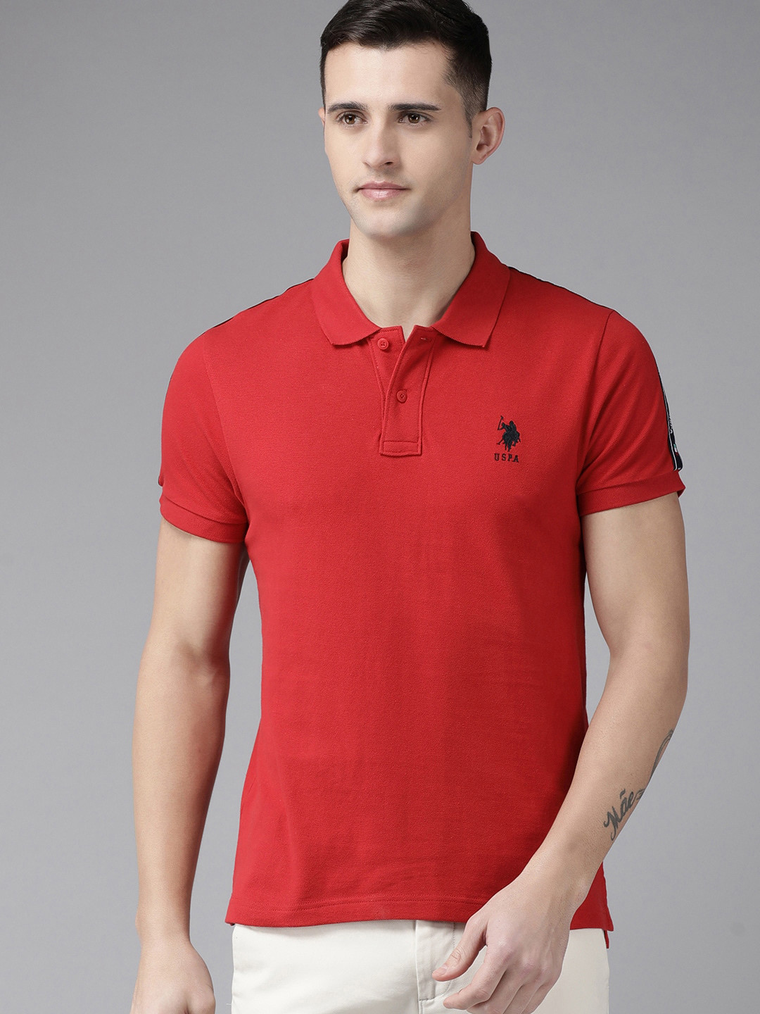U.S. Polo Assn. Men Red Polo Collar T-shirt