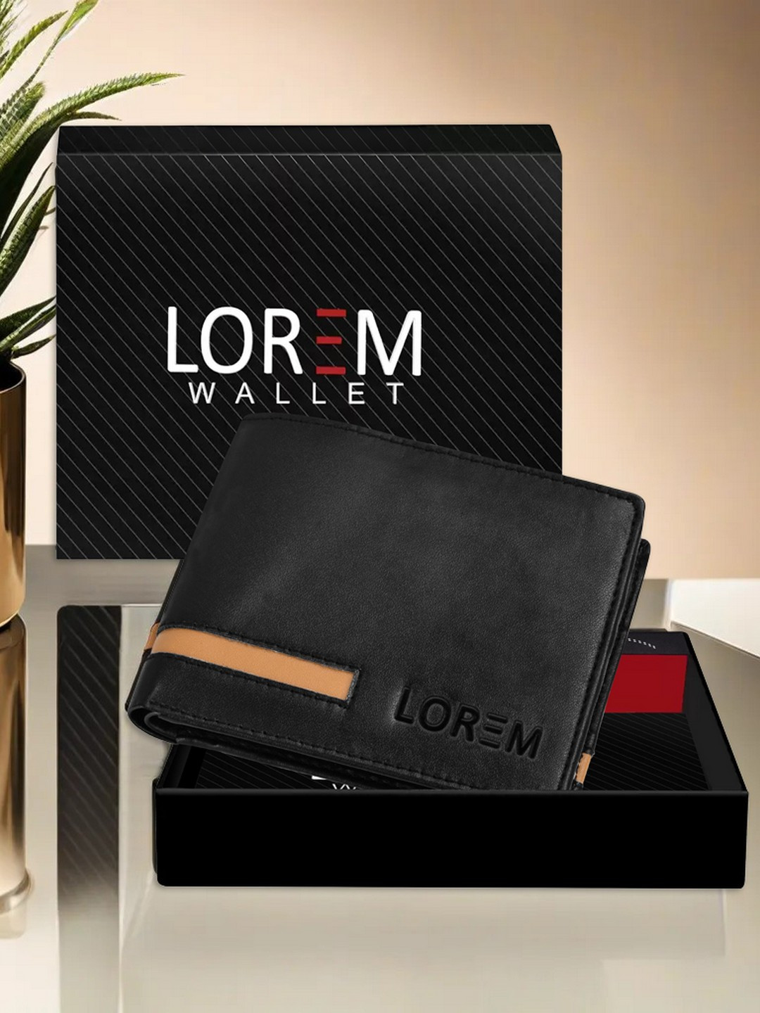 LOREM Men Black Two Fold Wallet with SIM Card Holder