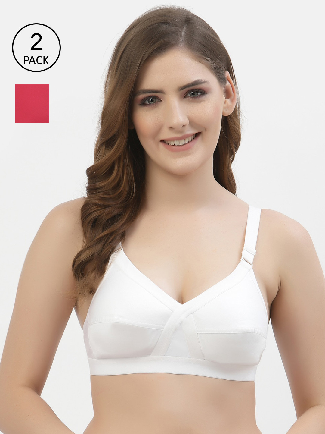 Floret Pack of 2 Solid Crossfit Non-Padded Non-Wired Full Coverage Everyday Cotton Bra