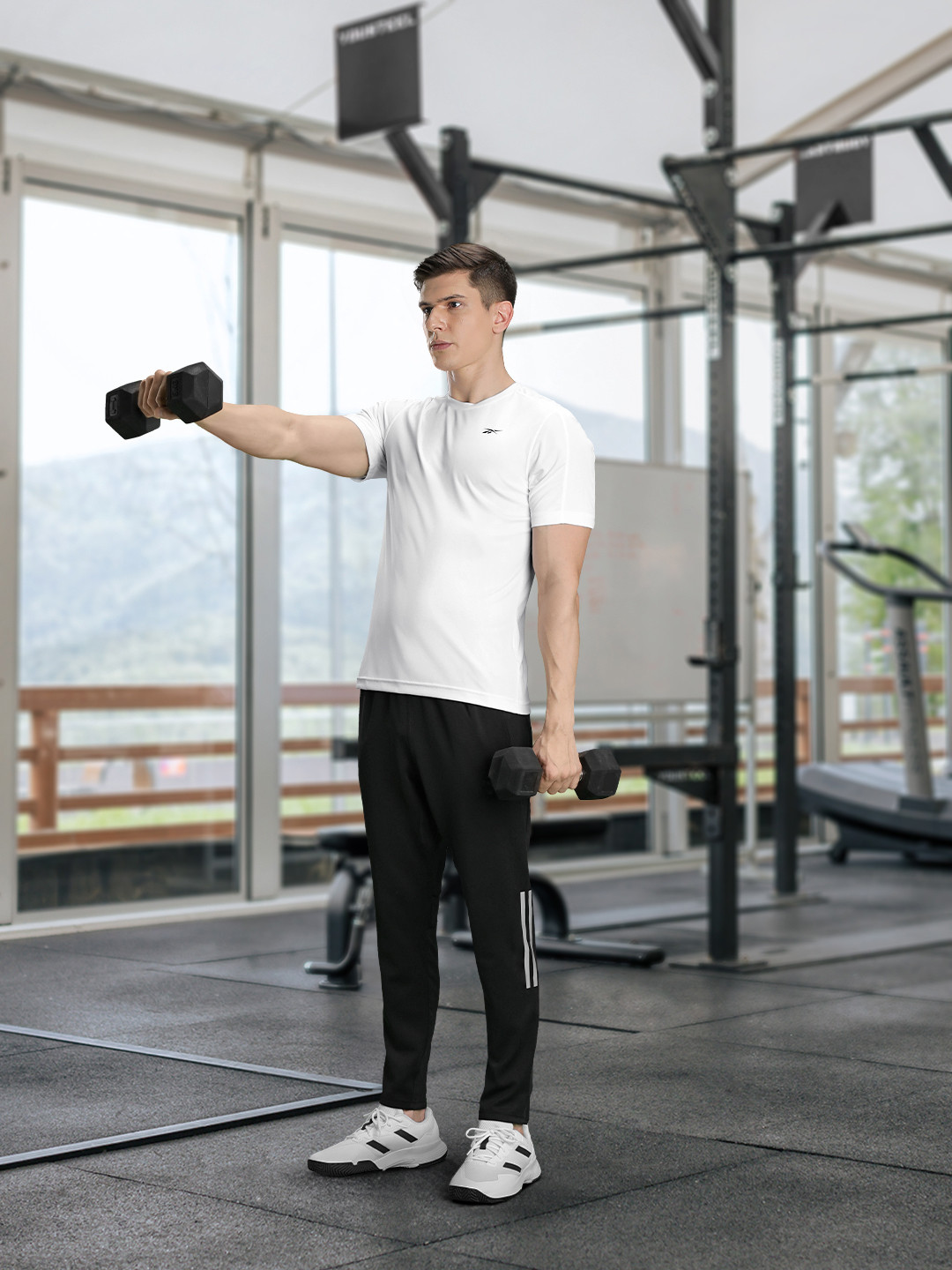 Reebok Men White Solid Training Tech T-shirt