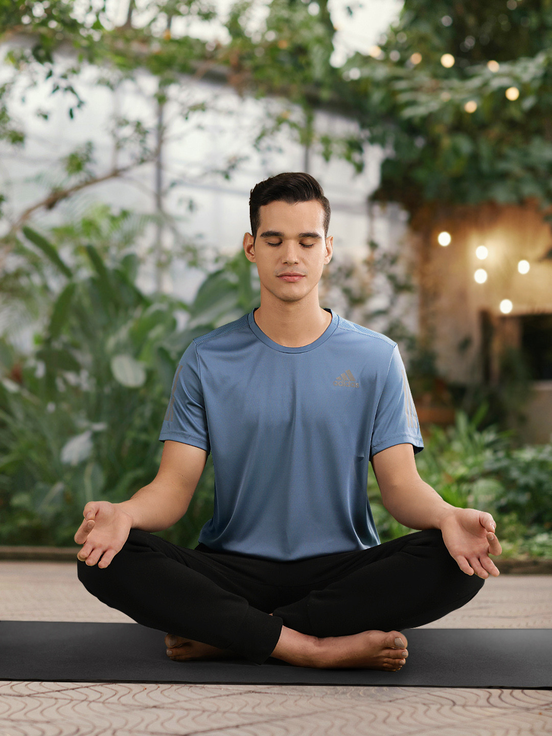 ADIDAS Men Blue Brand Logo Printed AEROREADY T-shirt