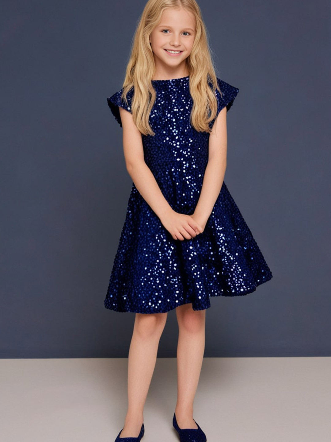 Cherry Crumble Navy Blue Shimmer Dress