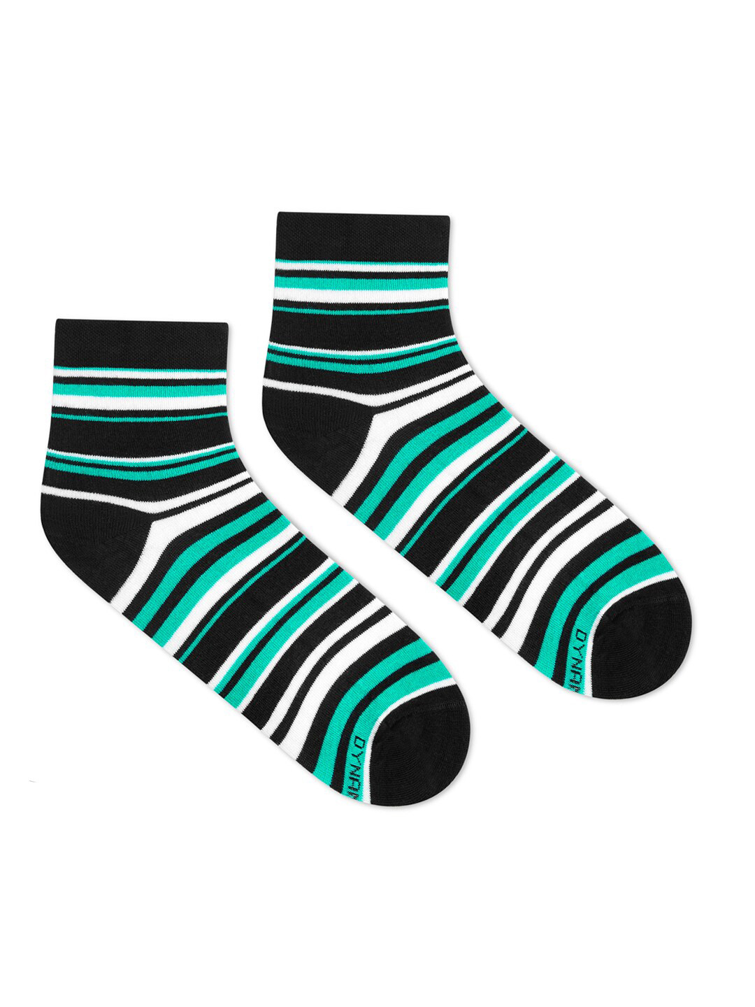 Dynamocks Unisex Black & Green Striped Ankle-Length Socks