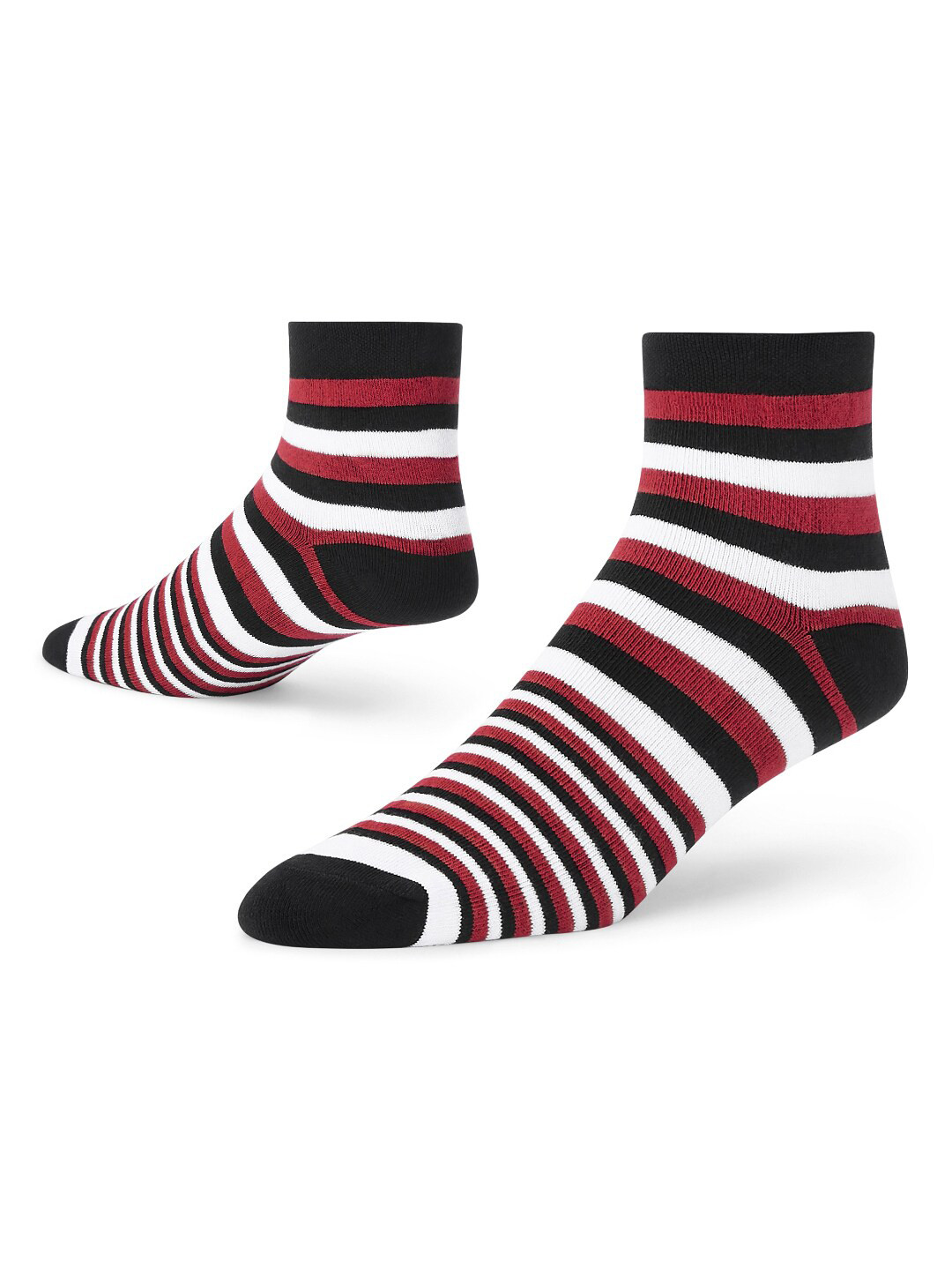 Dynamocks Unisex Red & Black Striped Ankle Length Socks