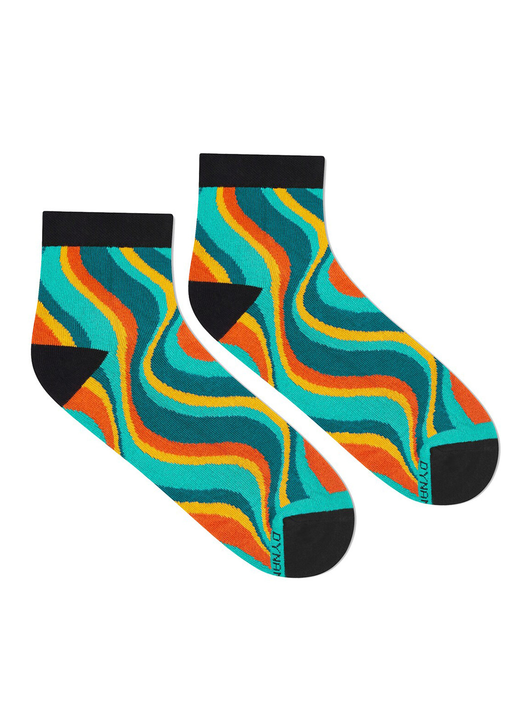 Dynamocks Unisex Green & Black Patterned Ankle-Length Socks