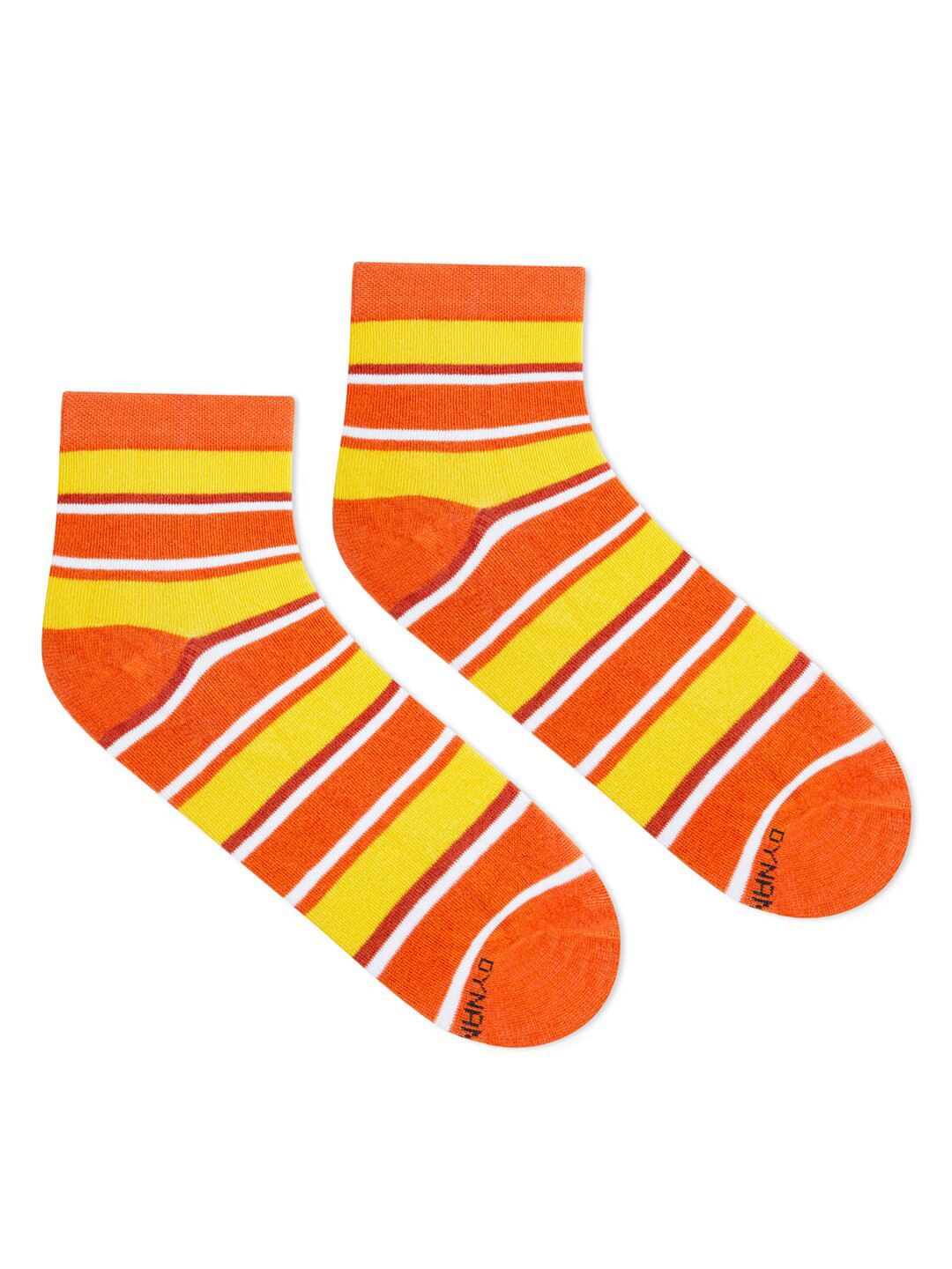 Dynamocks Unisex Orange & Yellow Striped Ankle-Length Socks