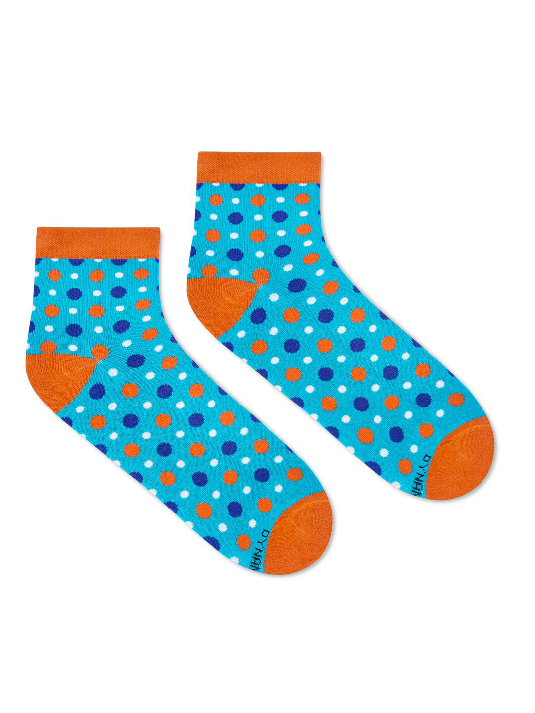 Dynamocks Unisex Orange & Blue Patterned Ankle-Length Socks