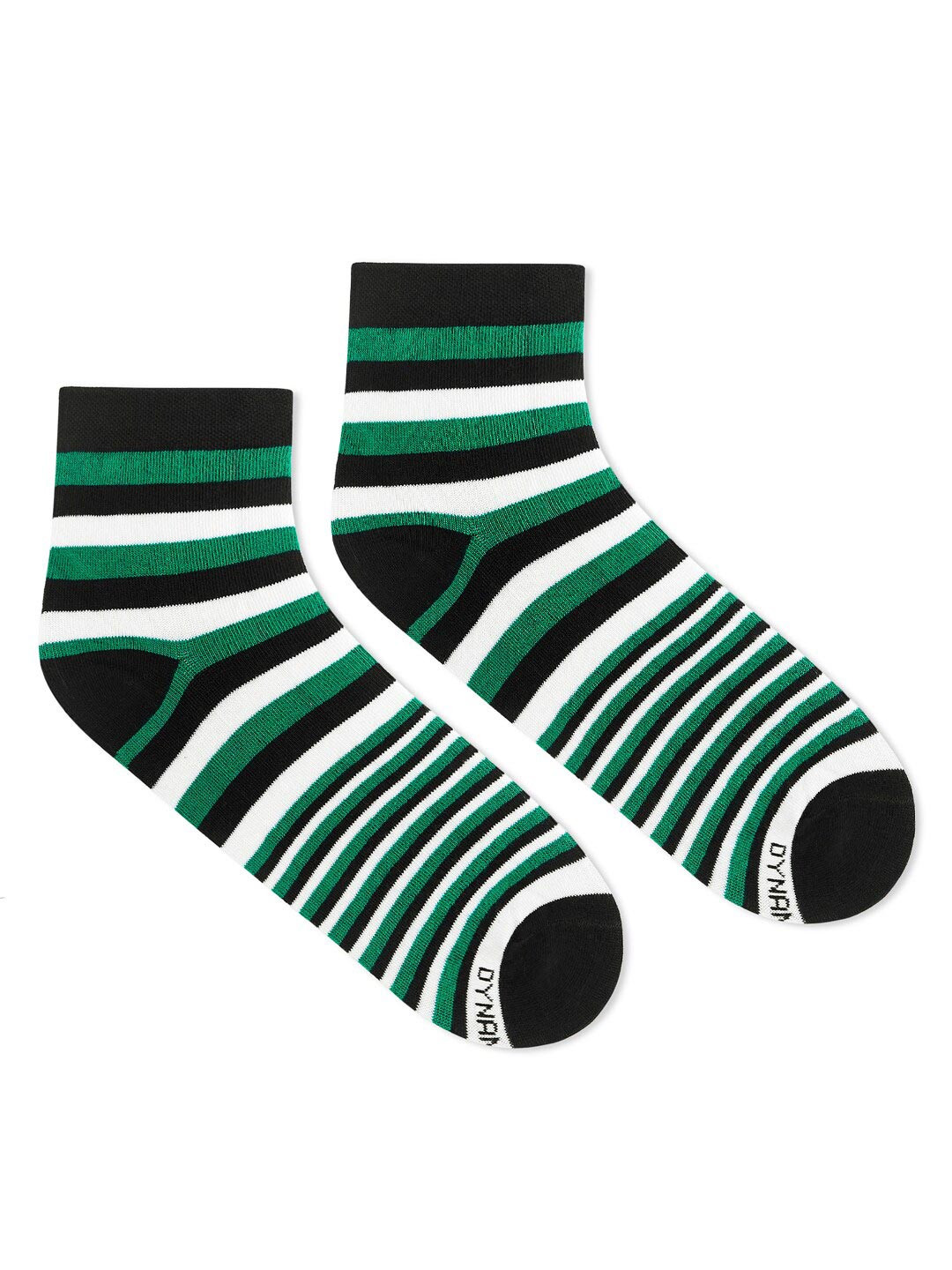 Dynamocks Unisex Green & Black Striped Ankle-Length Socks