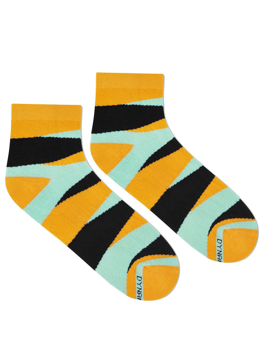 Dynamocks Unisex Yellow & Black Patterned Ankle-Length Socks