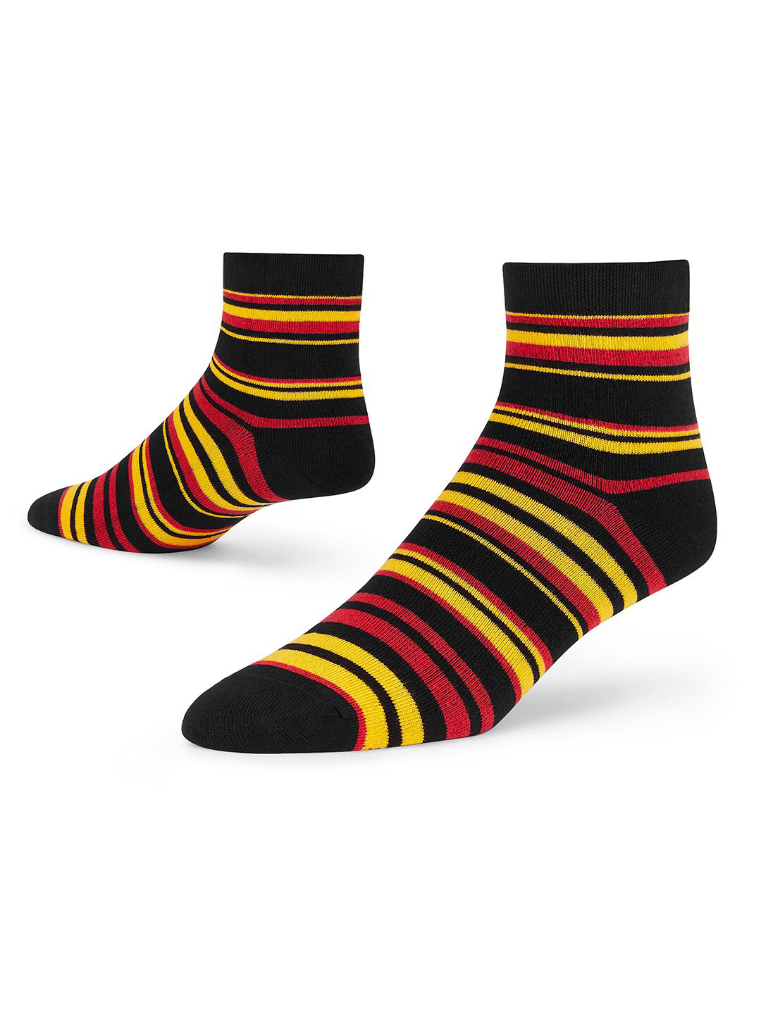 Dynamocks Unisex Black & Yellow Striped Ankle-Length Socks