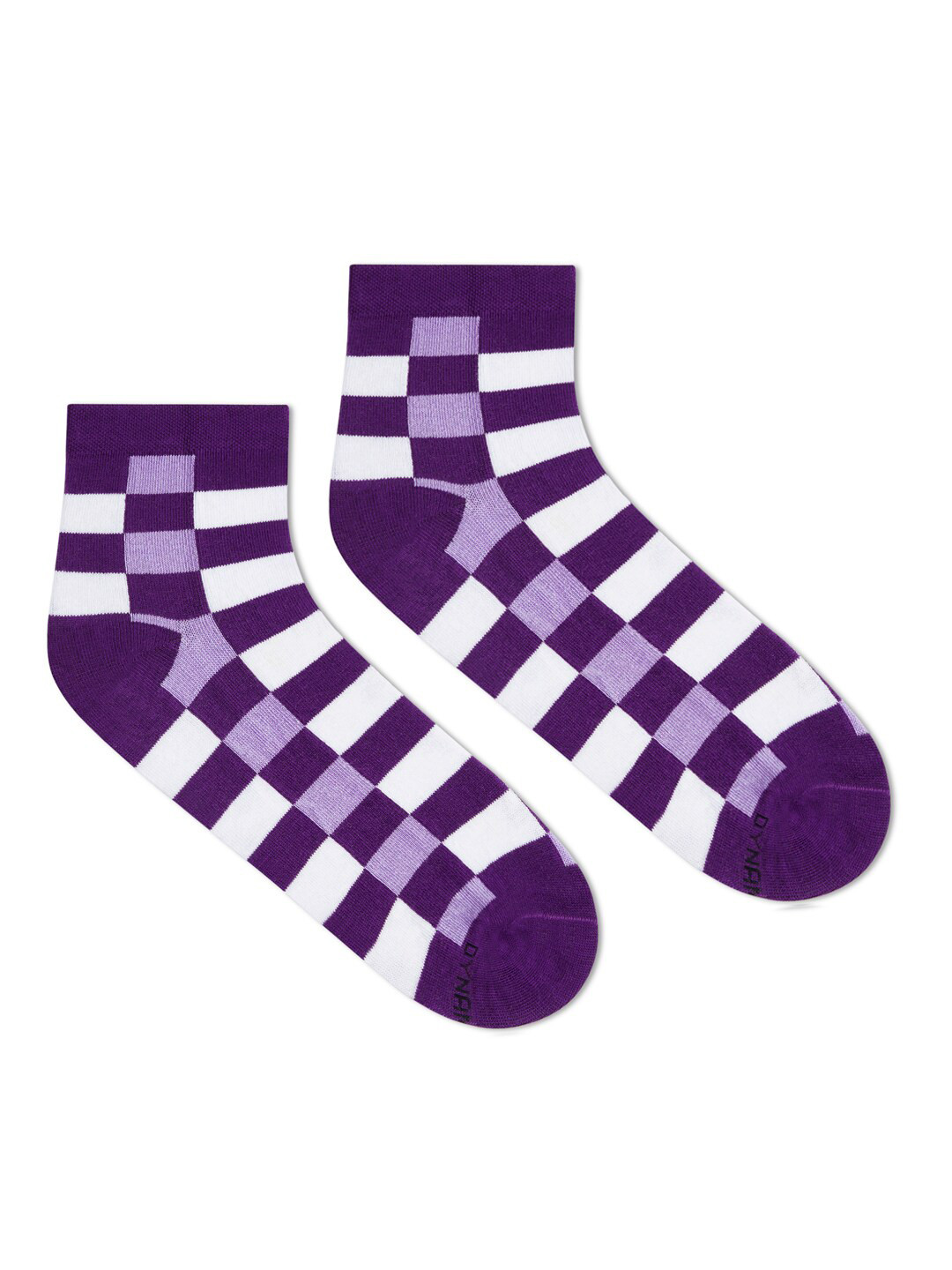 Dynamocks Unisex Purple & White Checks Ankle-Length Socks