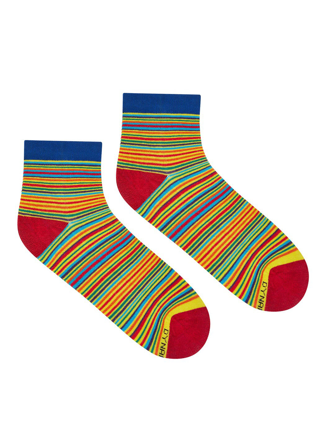 Dynamocks Unisex Yellow & Red Striped Ankle Length Socks