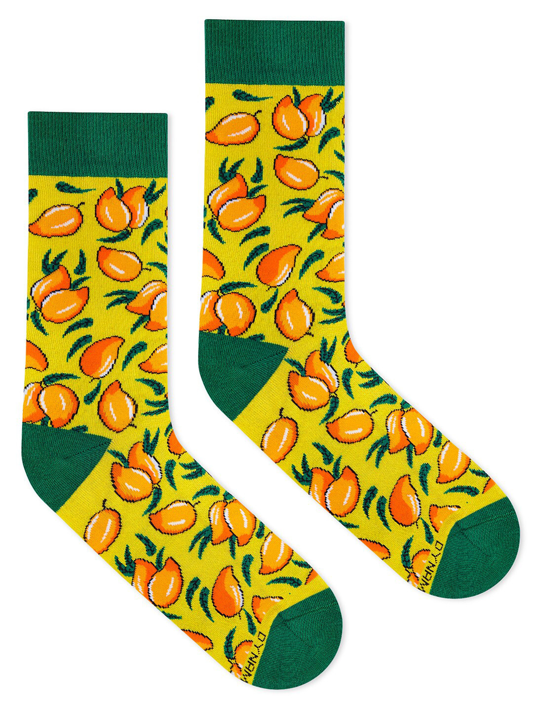 Dynamocks Unisex Green & Yellow Patterned Calf-Length Socks