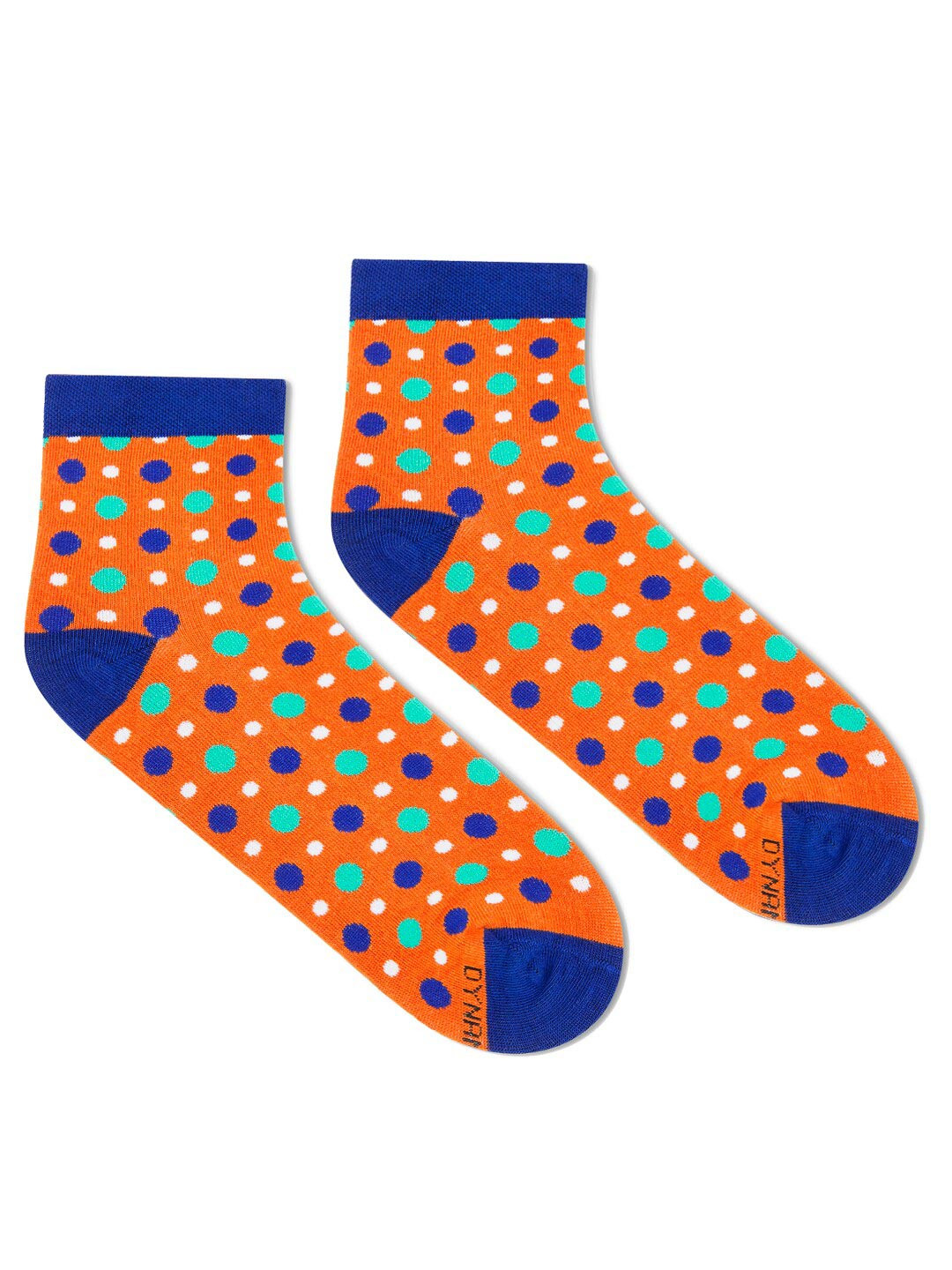 Dynamocks Unisex Orange & Blue Patterned Ankle-Length Cotton Socks