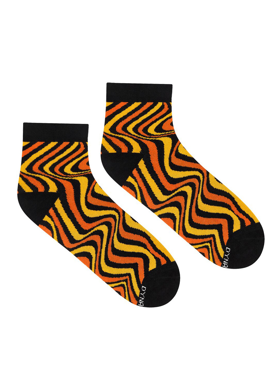 Dynamocks Unisex Yellow & Black Patterned Ankle-Length Socks