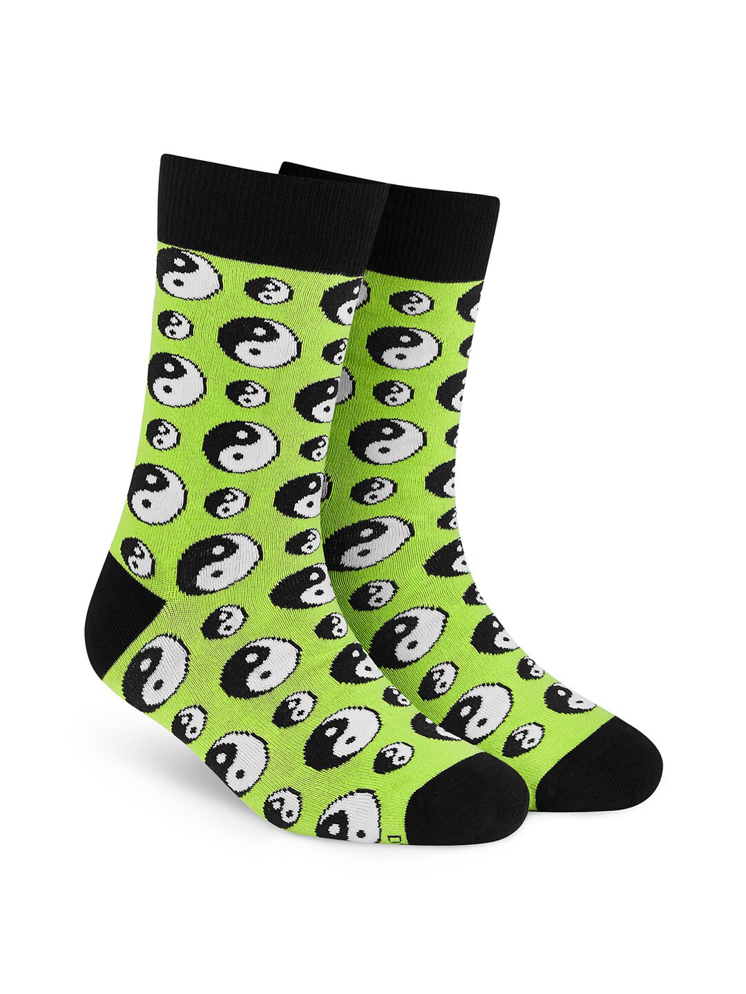 Dynamocks Unisex Green & Black Patterned Above Ankle-Length Socks