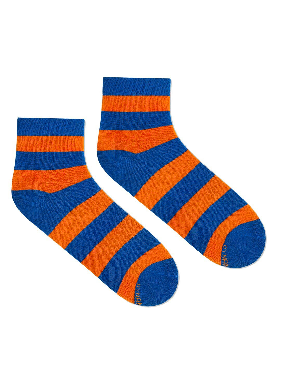 Dynamocks Unisex Blue & Orange Striped Ankle Length Socks