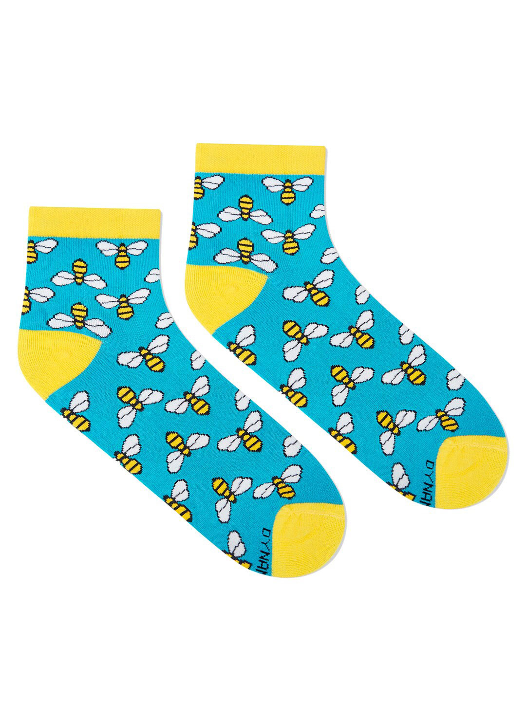 Dynamocks Unisex Blue & Yellow Bees Printed Cotton Ankle-Length Socks