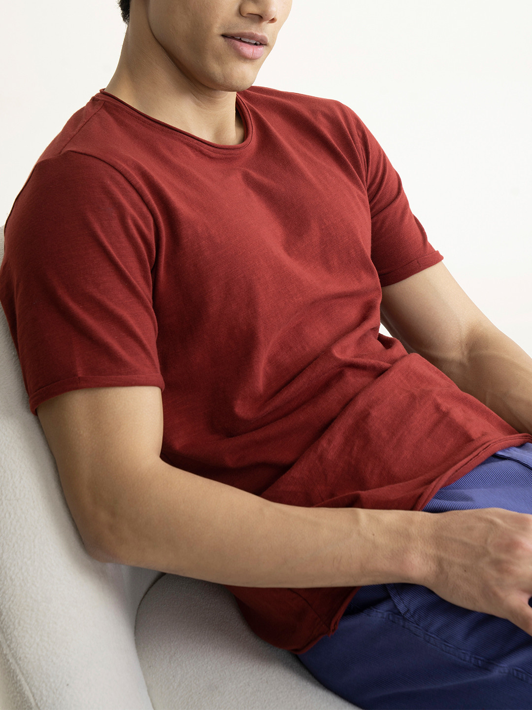 DAMENSCH Raw Edge Premium Cotton Regular Fit T-Shirt