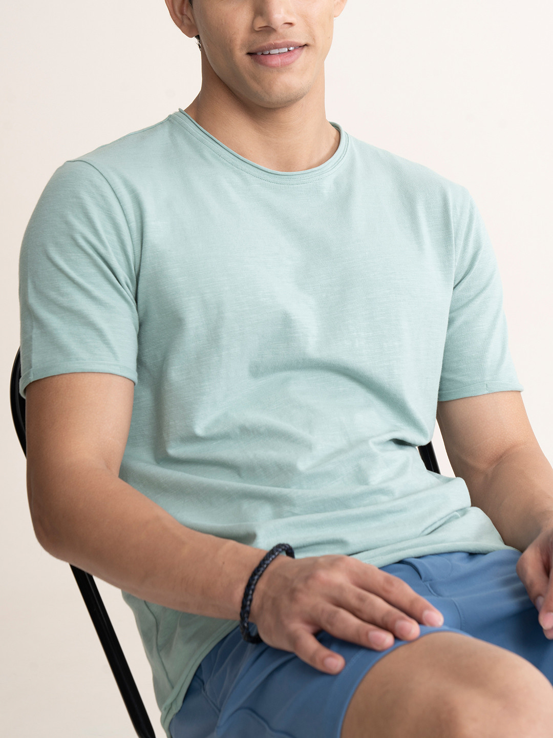 DaMENSCH Men Raw Edge Premium Cotton Regular Fit T-Shirt