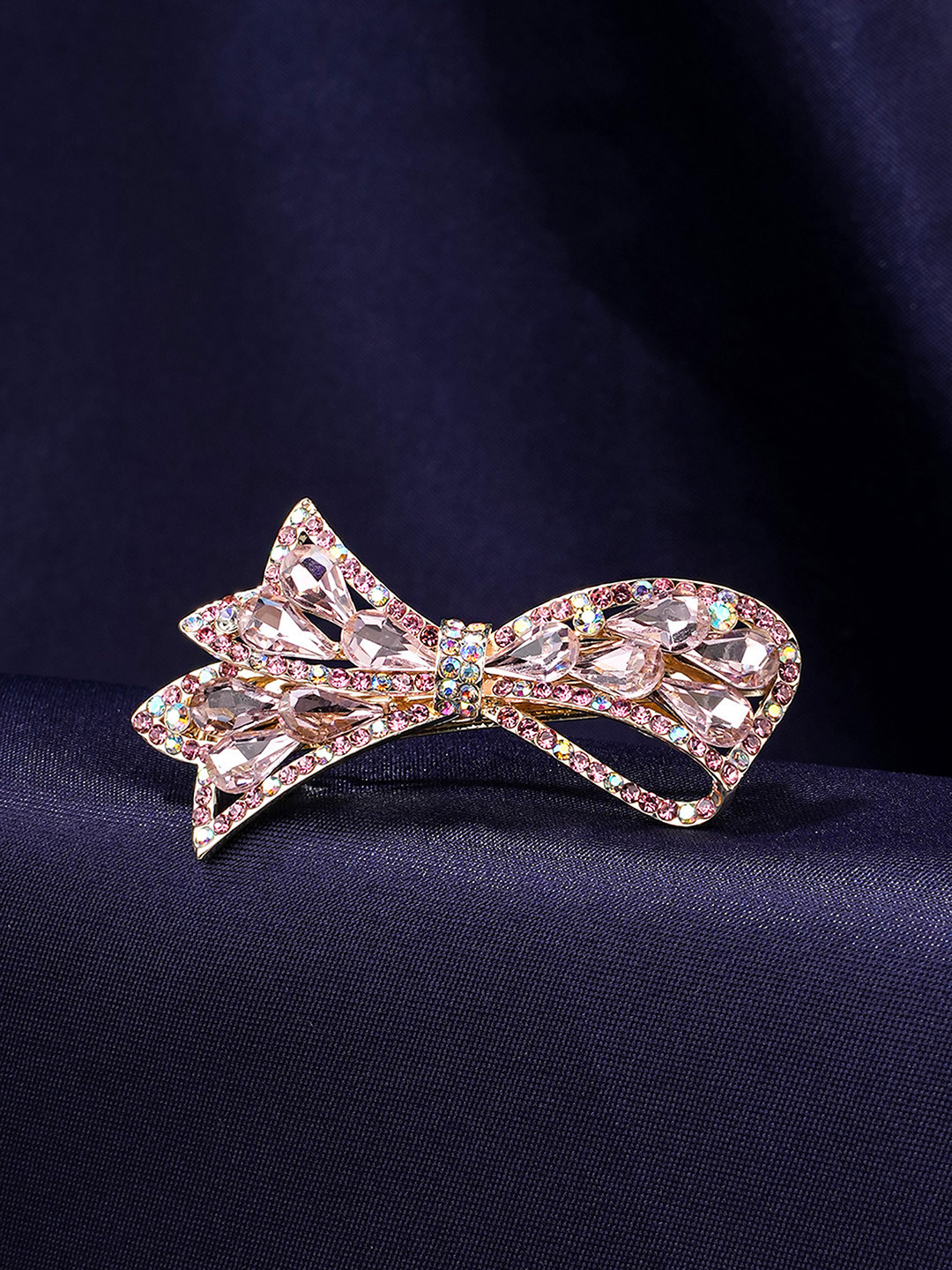 Yellow Chimes Women Pink & Gold-Toned Embellished French Barrette