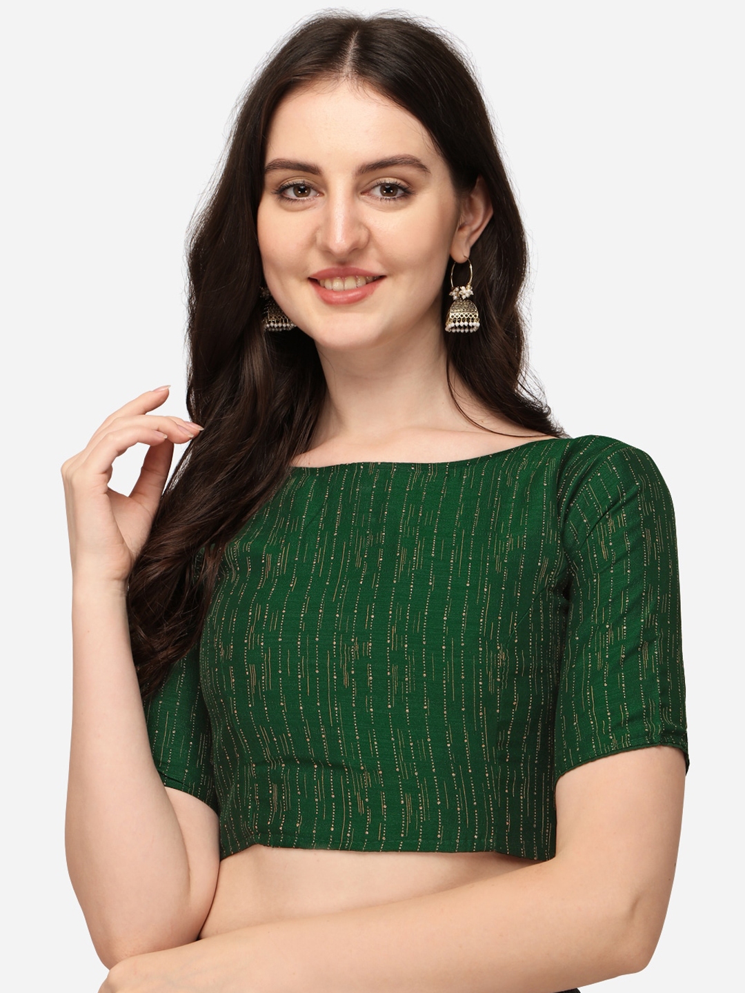 Amrutam Fab Green Embellished Silk Saree Blouse - Saree Blouse for Women 19191132 | Myntra