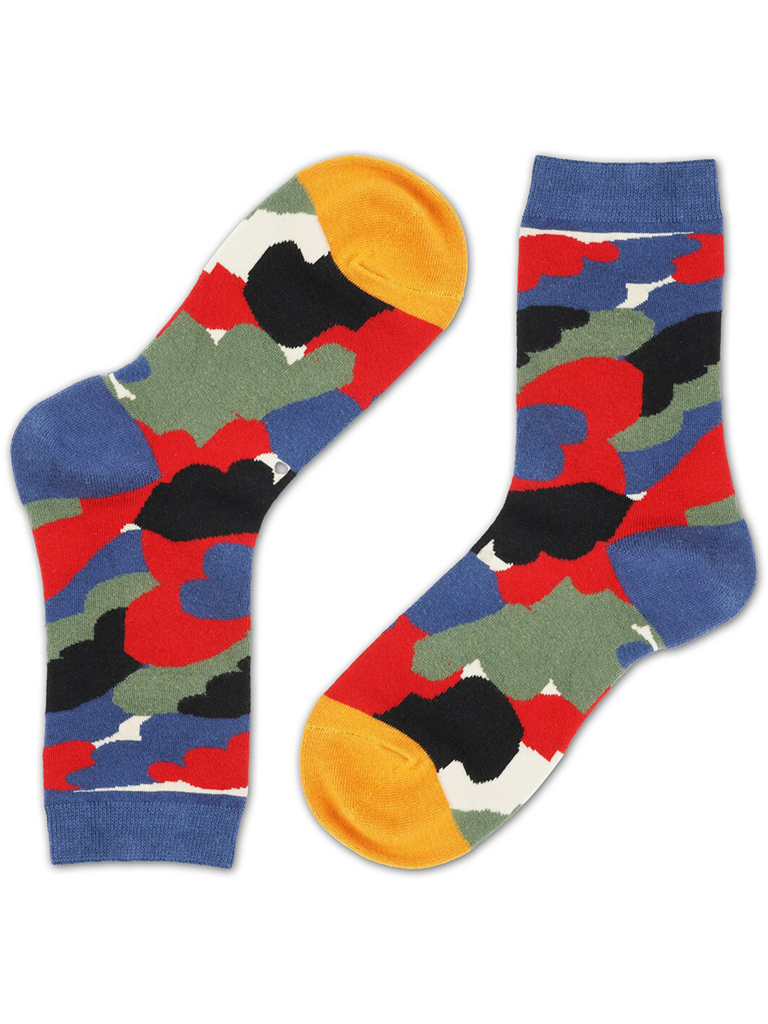 TOFFCRAFT Men Blue & Red Colourblocked Above Ankle Length Crew Socks