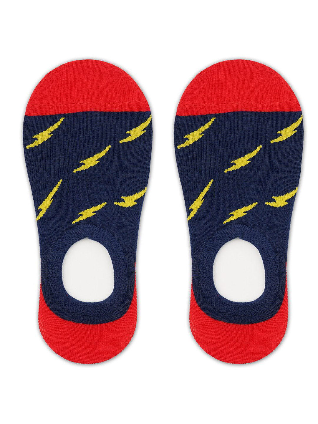 TOFFCRAFT Men Blue & Red Patterned Shoe-liner Socks
