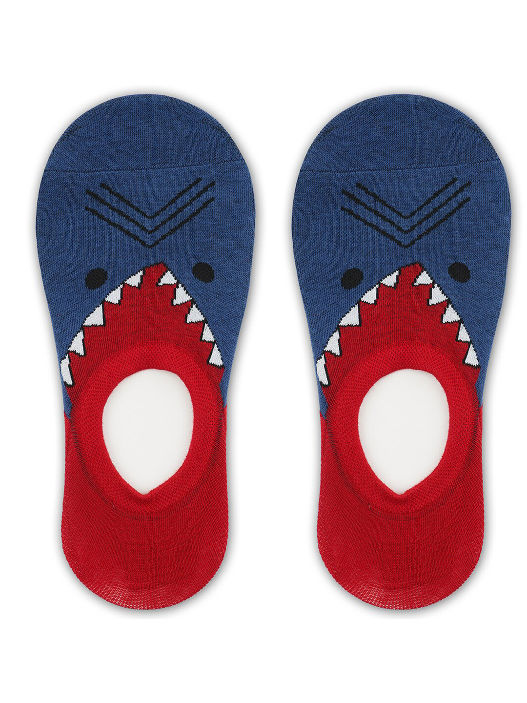 TOFFCRAFT Men Blue & Red Patterned Shoe-liner Socks