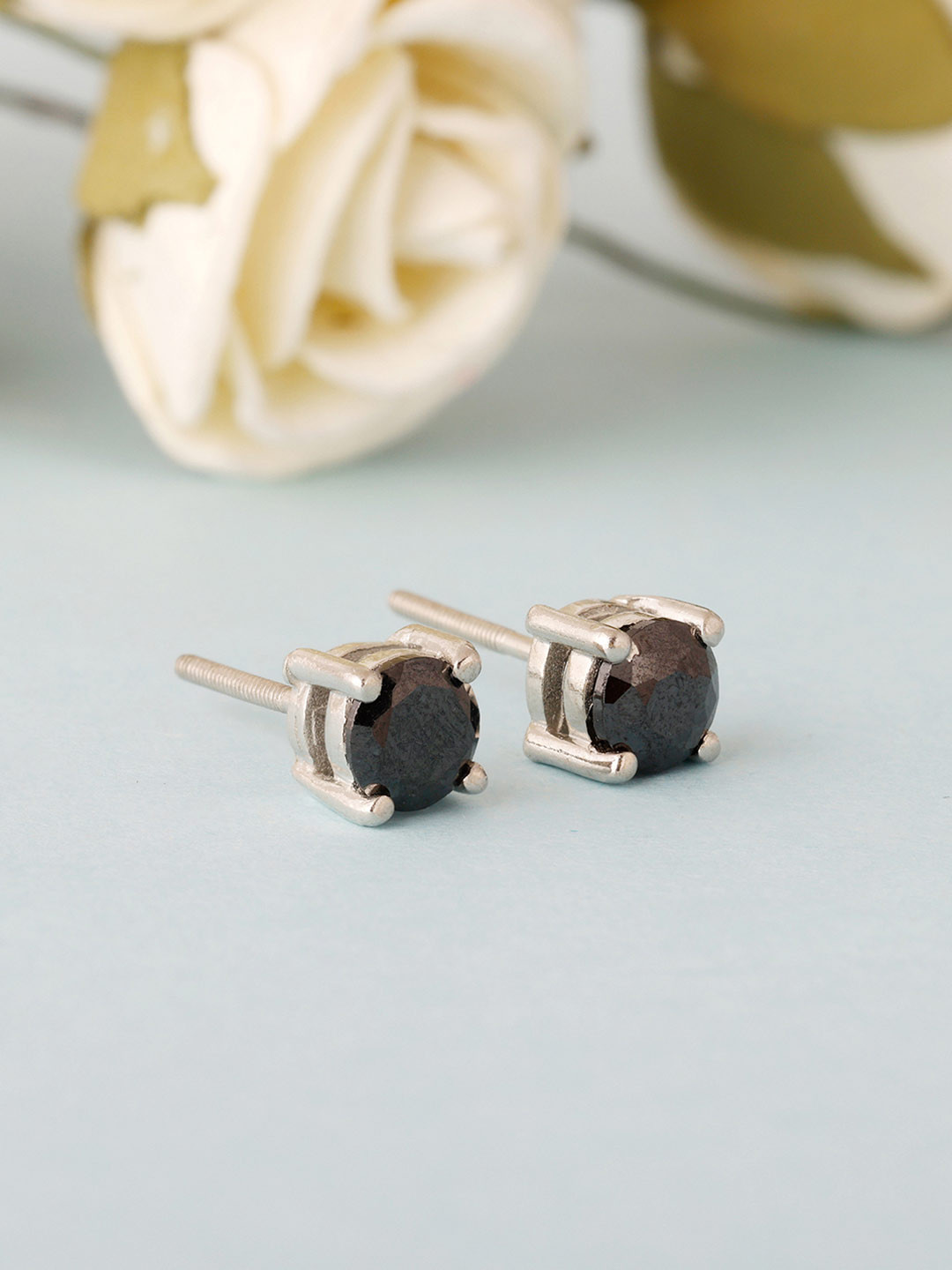 GIVA Silver-Toned Contemporary Studs Earrings