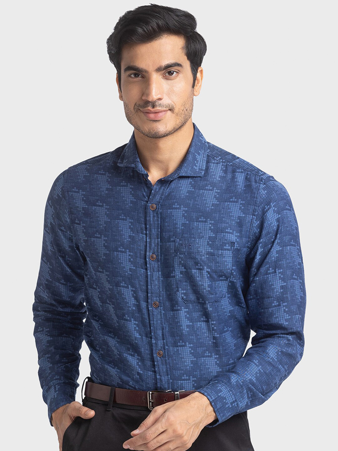 ColorPlus Men Blue Printed Casual Shirt