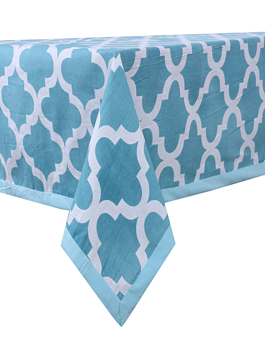 INDHOME LIFE Blue & White Abstract Printed Jaipuri Style Pure Cotton 6 Seater Rectangle Dining Table Cover