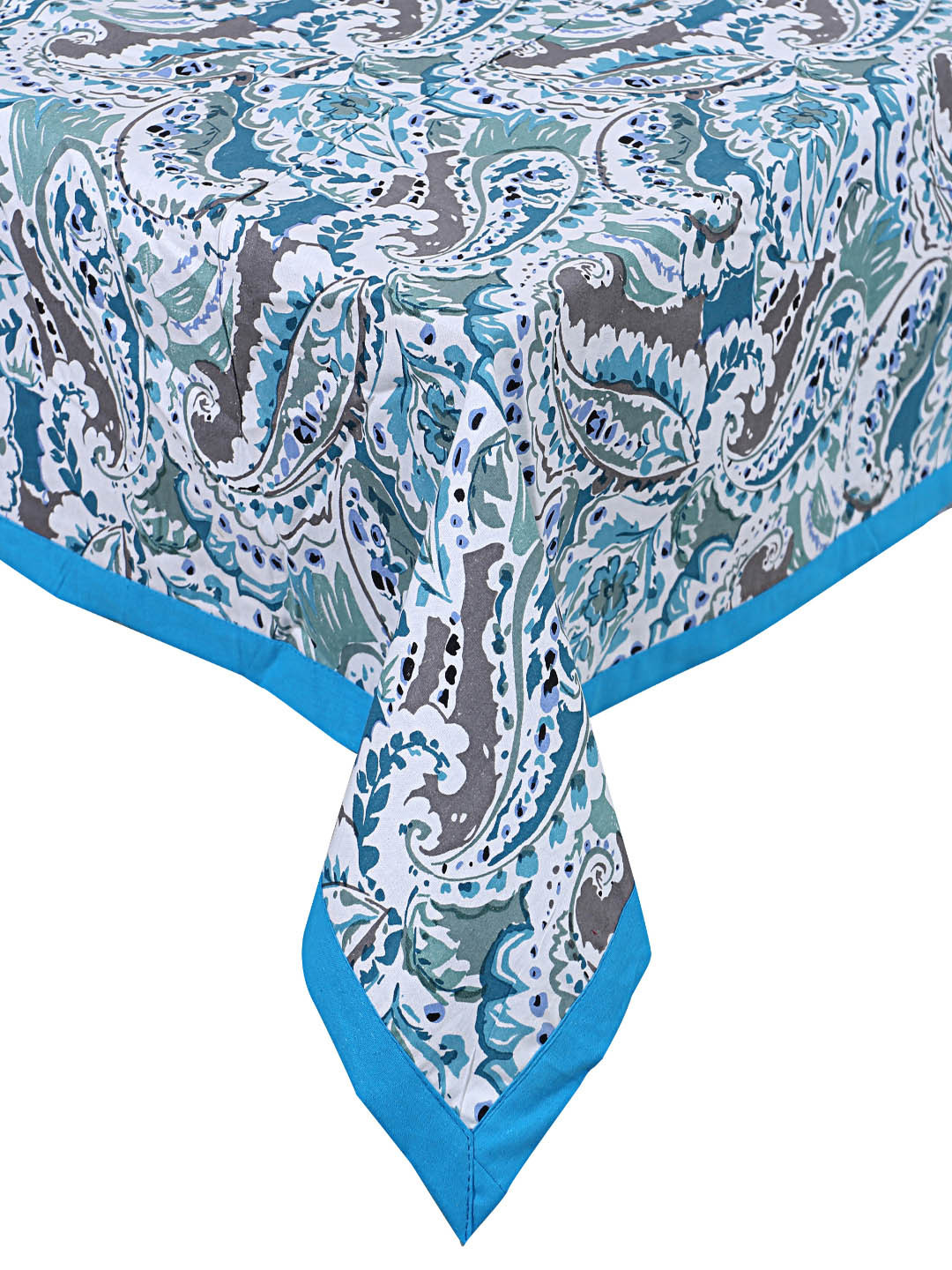 INDHOME LIFE Blue Abstract Pattern Pure Cotton 6-Seater Table Covers