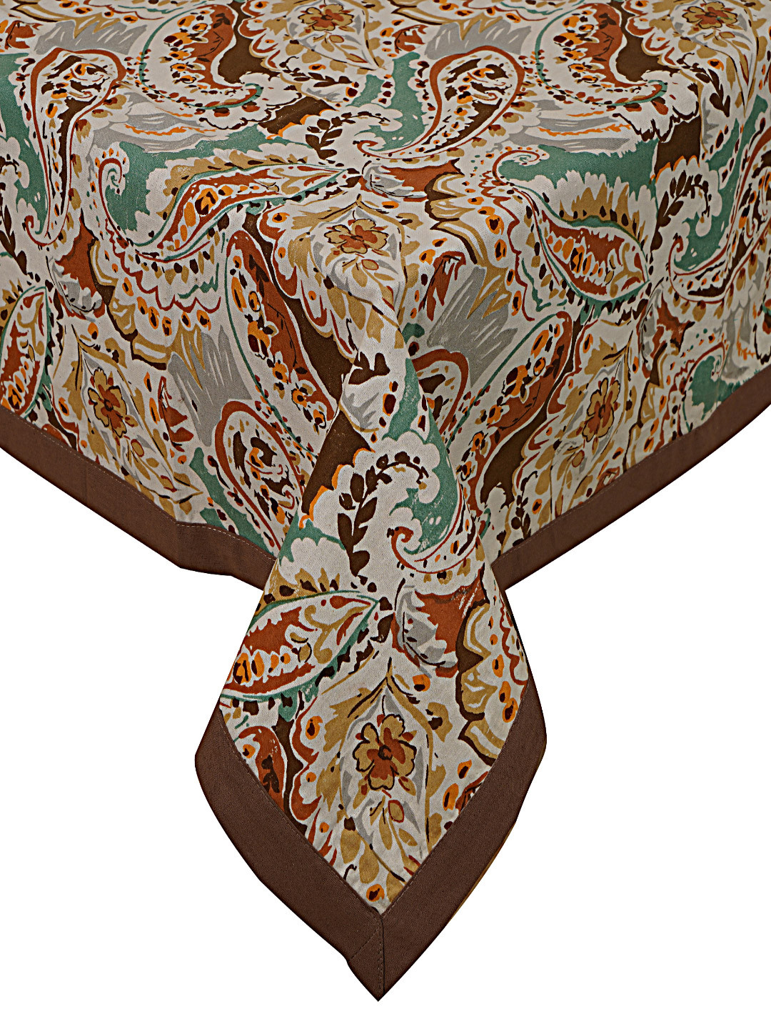 INDHOME LIFE Brown & Green Printed Cotton  Table Covers