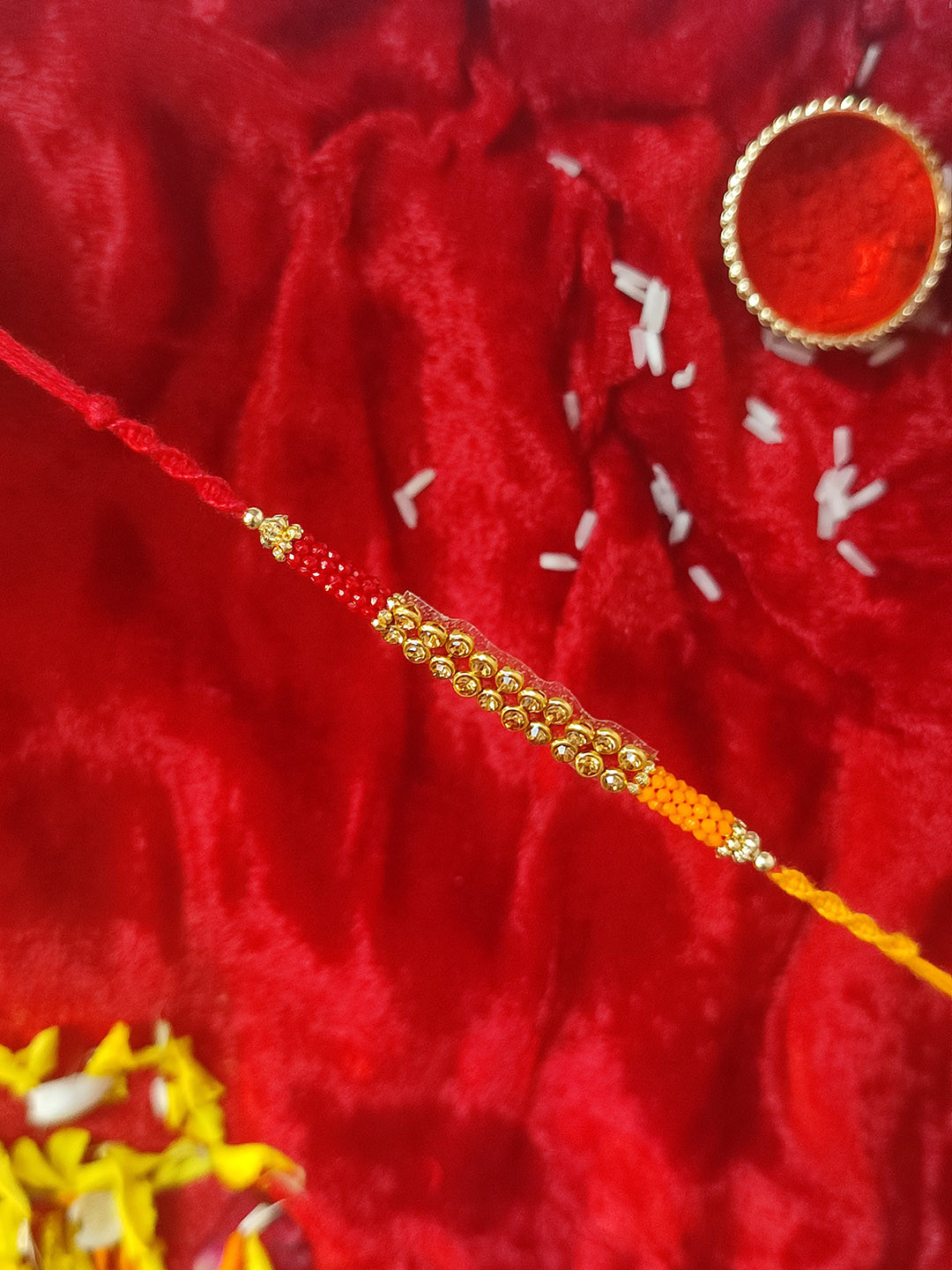 CRAYTON Red Beaded Thread Rakhi