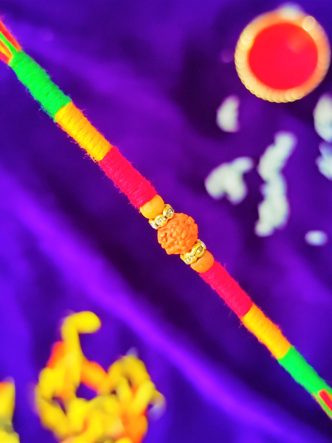 CRAYTON Brown Stone Studded String Thread Rakhi