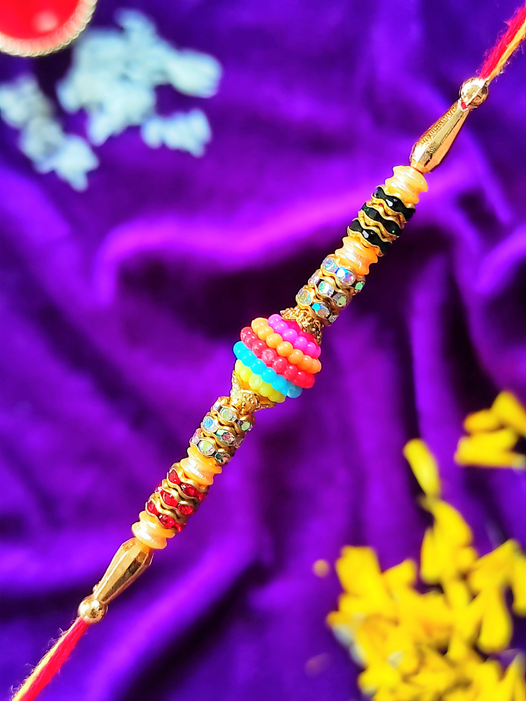 CRAYTON Men Yellow & Pink Tie-Up Rakhi