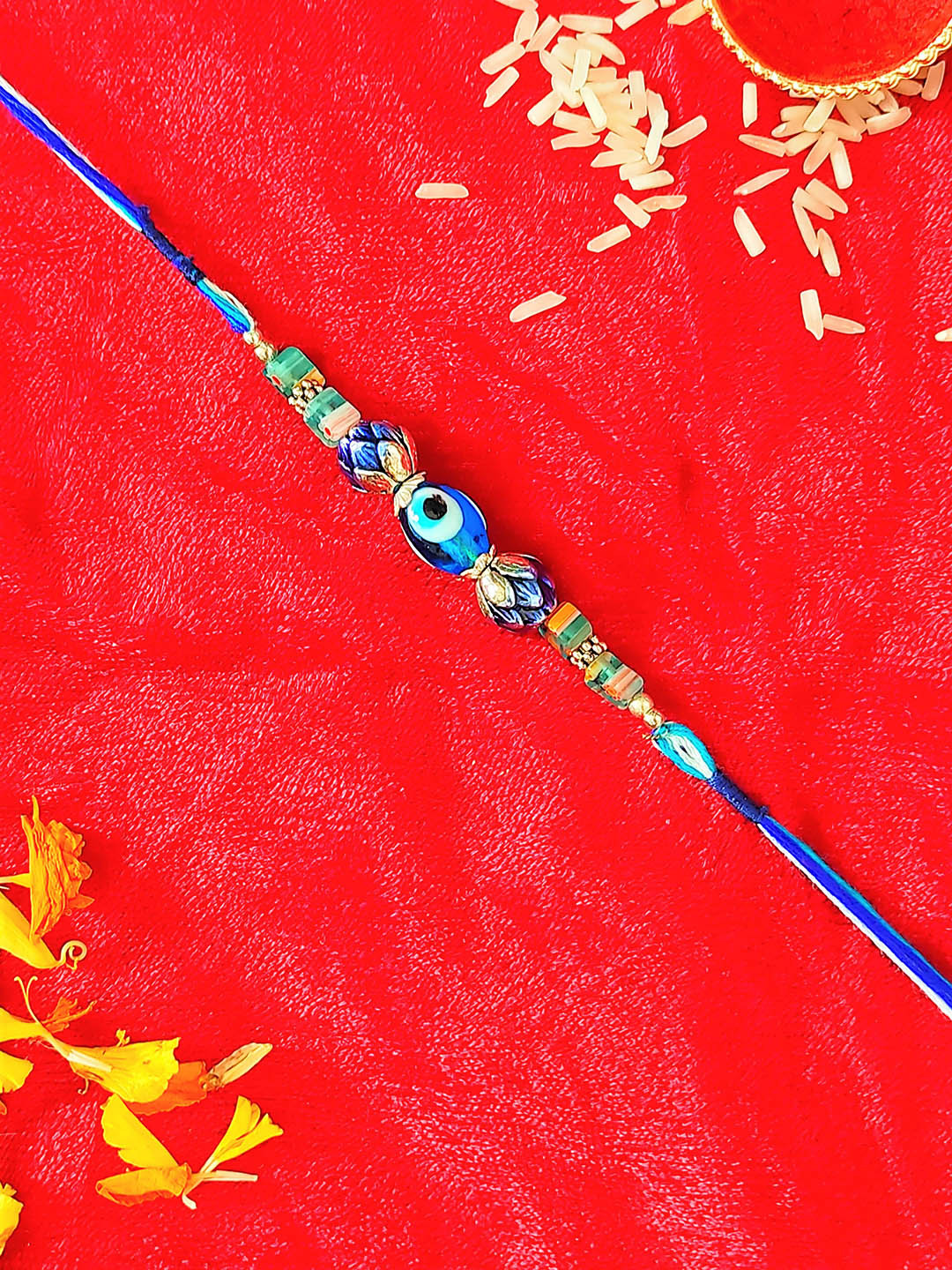 CRAYTON Men Blue Evil Eye Tie-Up Rakhi